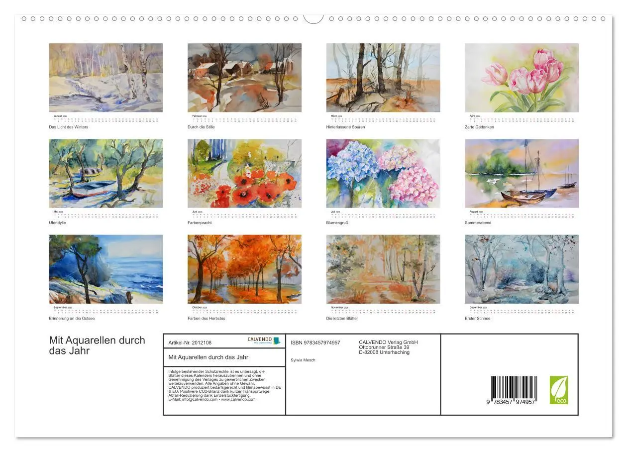 Bild: 9783457974957 | Mit Aquarellen durch das Jahr (hochwertiger Premium Wandkalender...