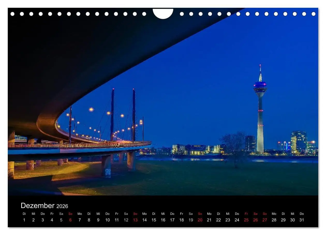 Bild: 9783516134957 | Düsseldorf - Ansichten am Abend (Wandkalender 2026 DIN A4 quer),...