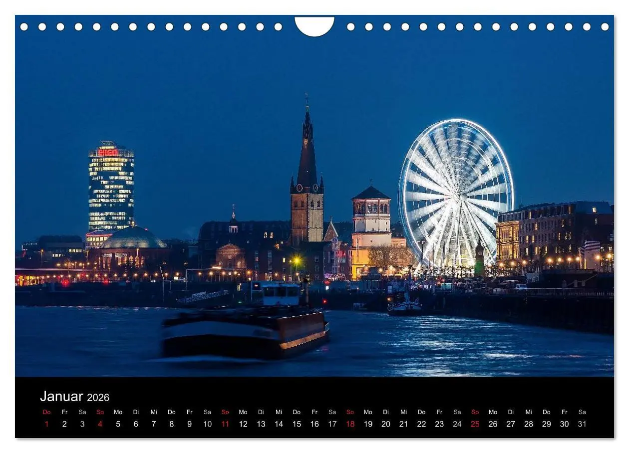 Bild: 9783516134957 | Düsseldorf - Ansichten am Abend (Wandkalender 2026 DIN A4 quer),...
