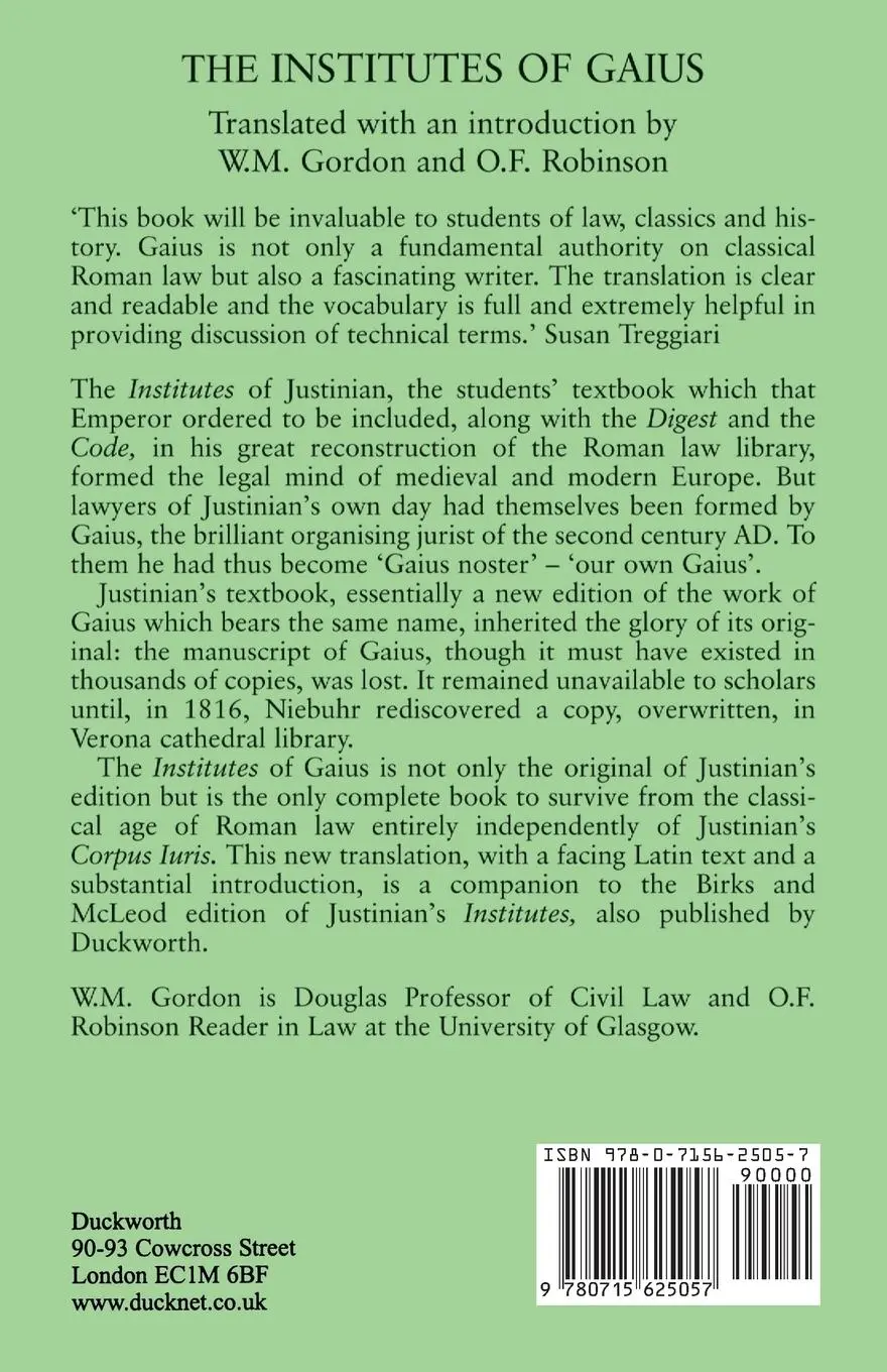 Rückseite: 9780715625057 | Institutes of Gaius, The | Gaius | Taschenbuch | Englisch | 2013