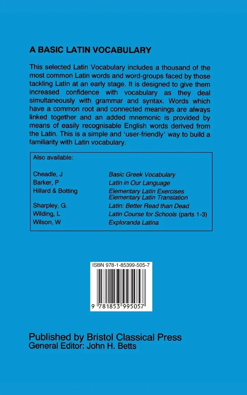 Rückseite: 9781853995057 | Basic Latin Vocabulary | John Wilson (u. a.) | Taschenbuch | Englisch