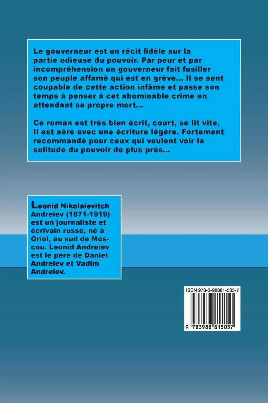 Rückseite: 9783988815057 | Le Gouverneur | Leonid Andréiev | Taschenbuch | Spanisch | 2023