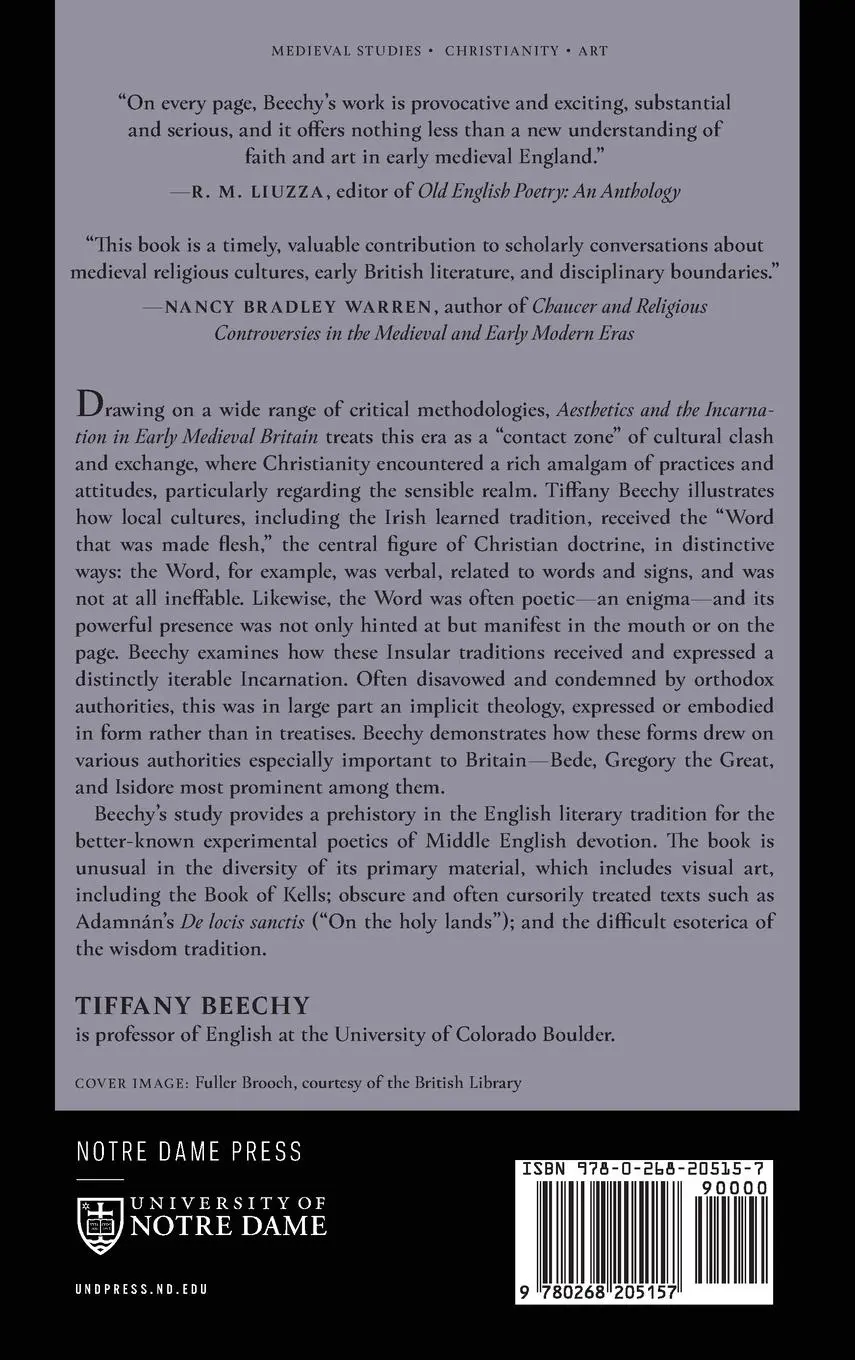 Rückseite: 9780268205157 | Aesthetics and the Incarnation in Early Medieval Britain | Beechy