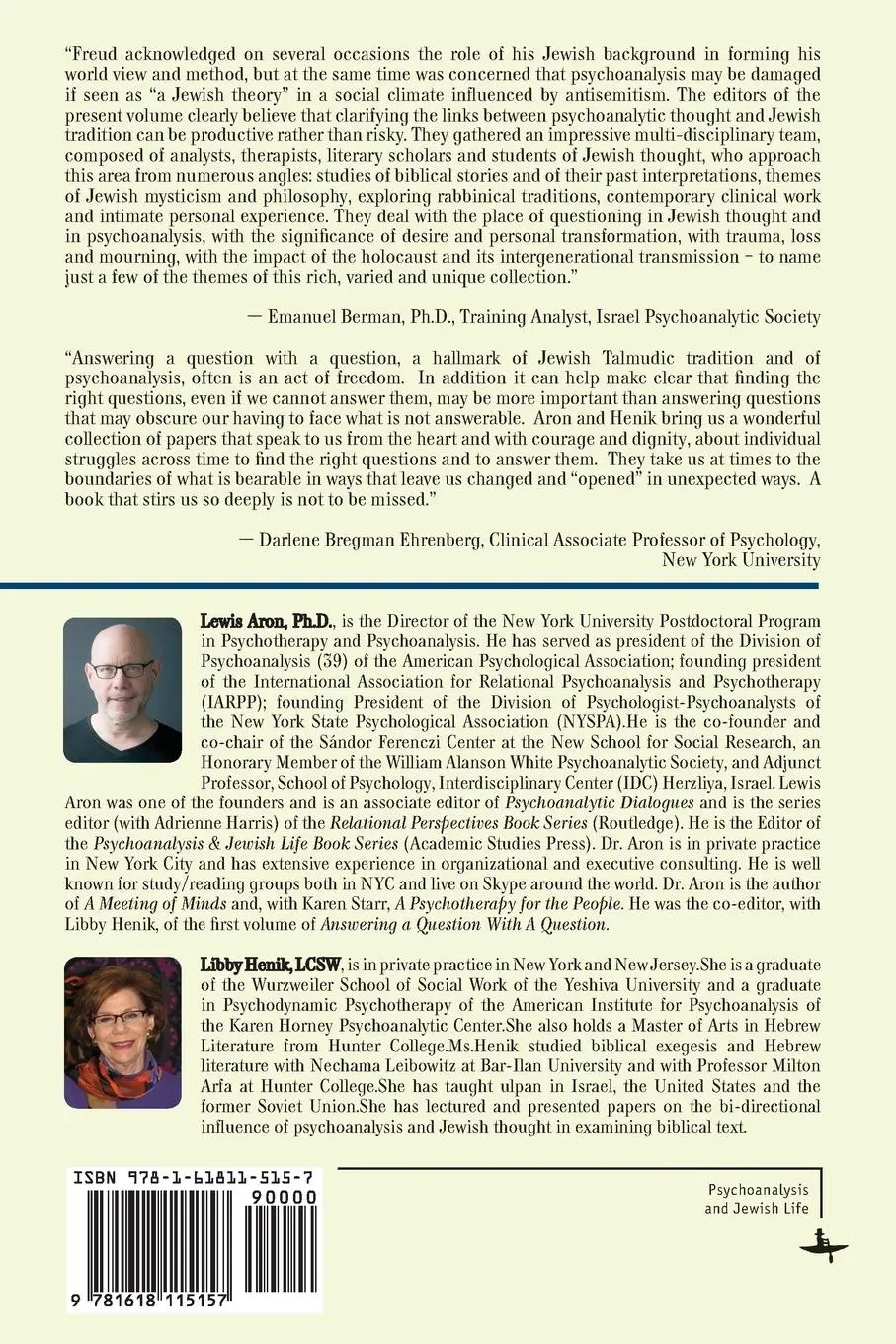 Rückseite: 9781618115157 | Answering a Question with a Question | Lewis Aron (u. a.) | Buch