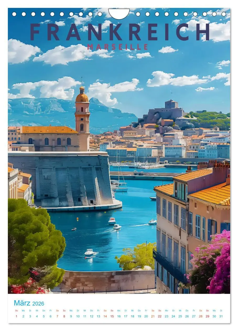 Bild: 9783516255157 | Frankreich - Old School Poster Style (Wandkalender 2026 DIN A4...