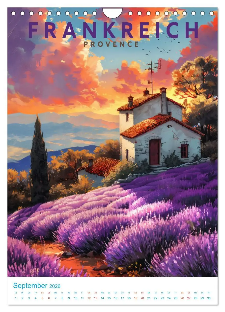 Bild: 9783516255157 | Frankreich - Old School Poster Style (Wandkalender 2026 DIN A4...