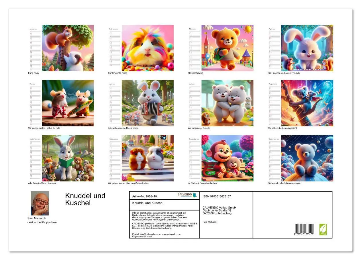 Bild: 9783516635157 | Knuddel und Kuschel (Wandkalender 2026 DIN A2 quer), CALVENDO...