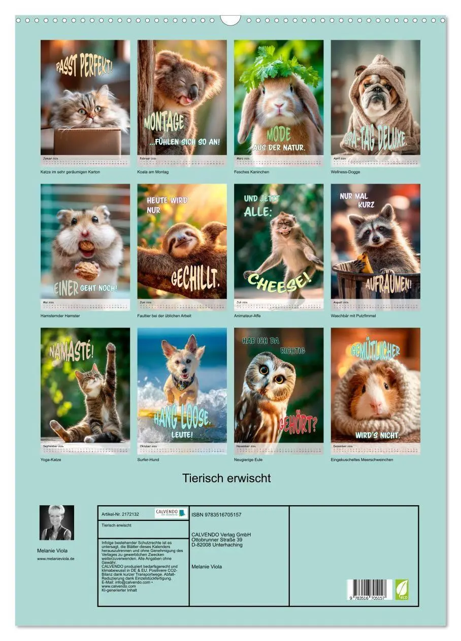 Bild: 9783516705157 | Tierisch erwischt (Wandkalender 2026 DIN A2 hoch), CALVENDO...