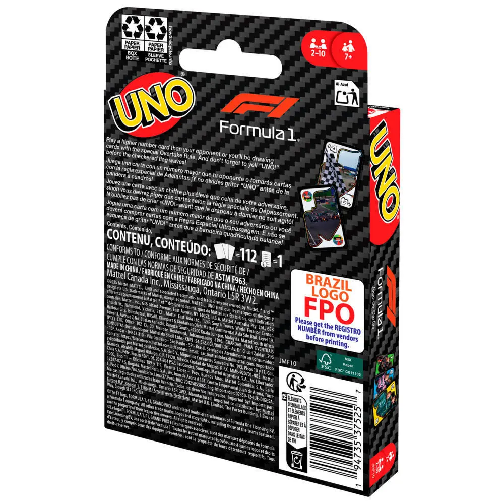 Bild: 194735375257 | UNO Formel 1 | Spiel | Fensterkarton | JMF10 | Deutsch | 2026 | Mattel