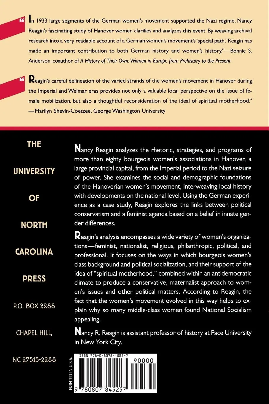 Rückseite: 9780807845257 | A German Women's Movement | Class and Gender in Hanover, 1880-1933
