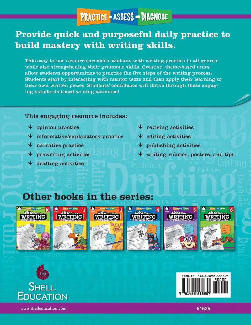 Rückseite: 9781425815257 | 180 Days of Writing for Second Grade | Practice, Assess, Diagnose