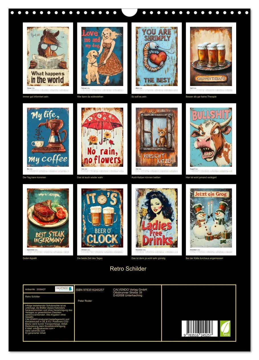 Bild: 9783516245257 | Retro Schilder (Wandkalender 2026 DIN A3 hoch), CALVENDO...