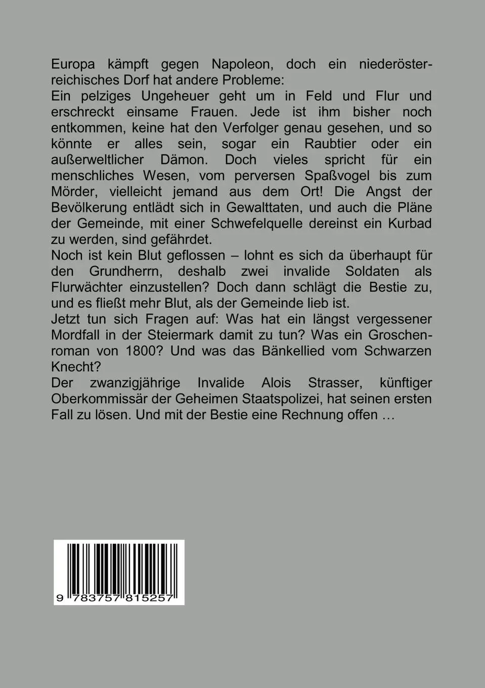 Rückseite: 9783757815257 | Der Schwarze Knecht | Ein Kriminalroman aus dem Alten Österreich