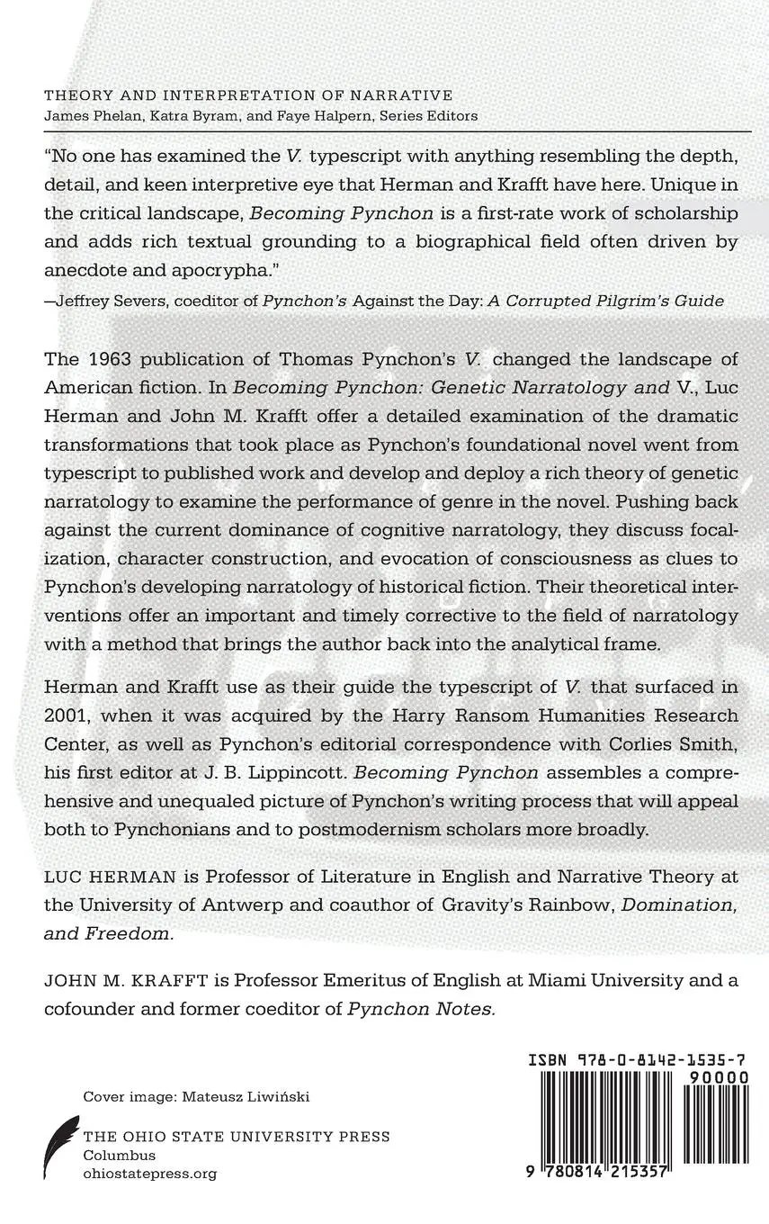 Rückseite: 9780814215357 | Becoming Pynchon | Genetic Narratology and V. | Luc Herman | Buch