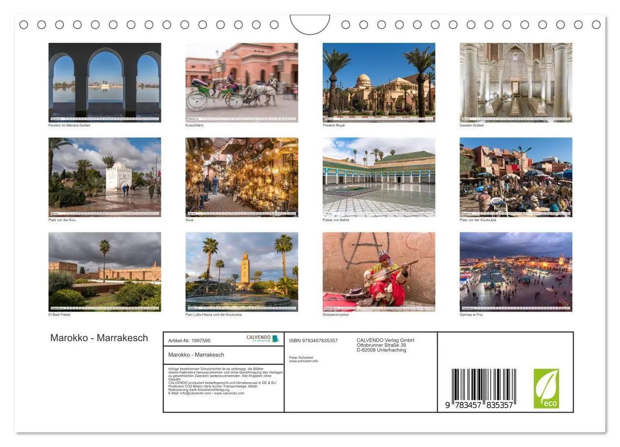 Bild: 9783457835357 | Marokko - Marrakesch (Wandkalender 2026 DIN A4 quer), CALVENDO...