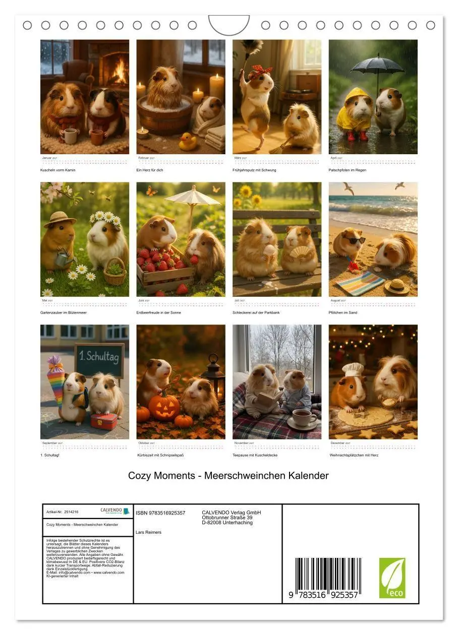 Bild: 9783516925357 | Cozy Moments - Meerschweinchen Kalender (Wandkalender 2027 DIN A4...