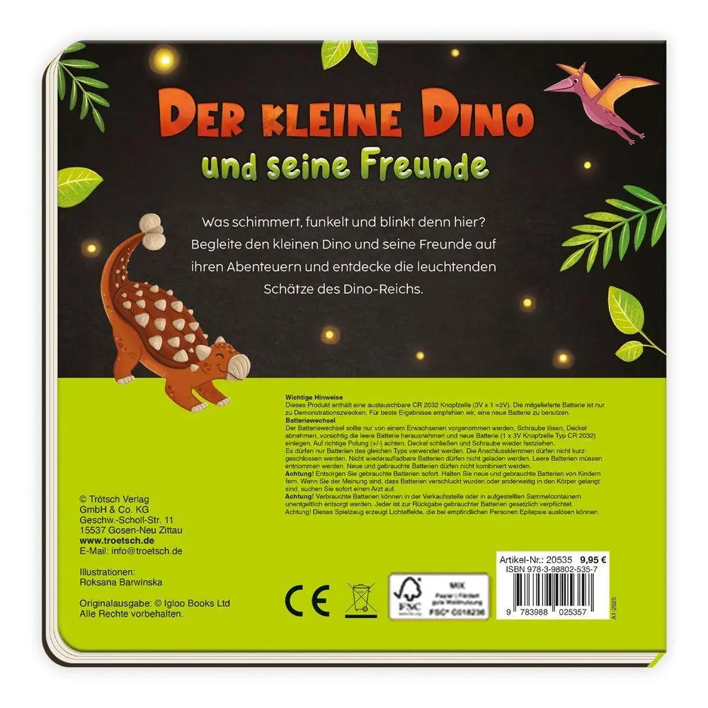 Bild: 9783988025357 | TRÖTSCH - Pappenbuch Leuchtbuch Der kleine Dino und seine Freunde...