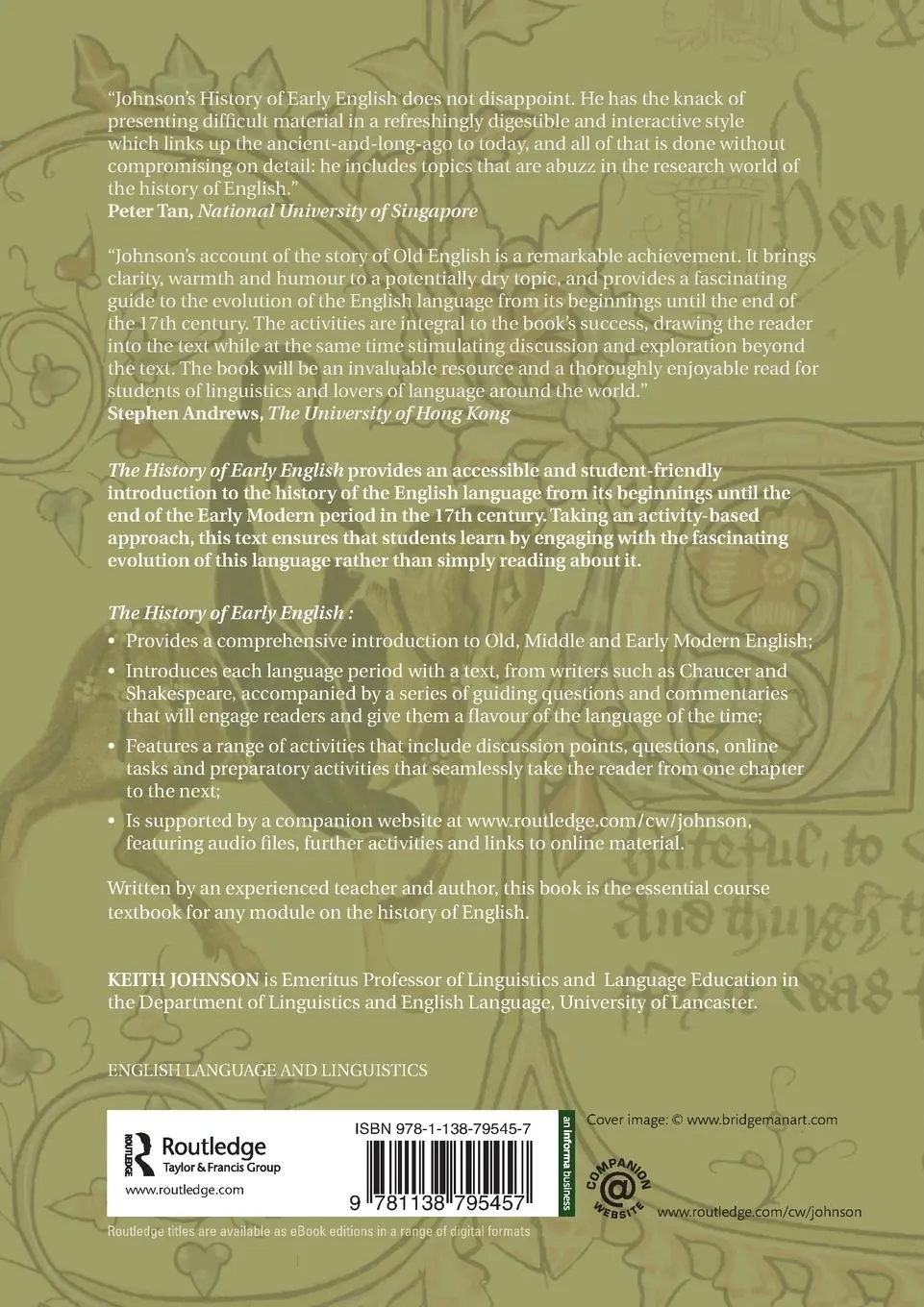 Rückseite: 9781138795457 | The History of Early English | An activity-based approach | Johnson