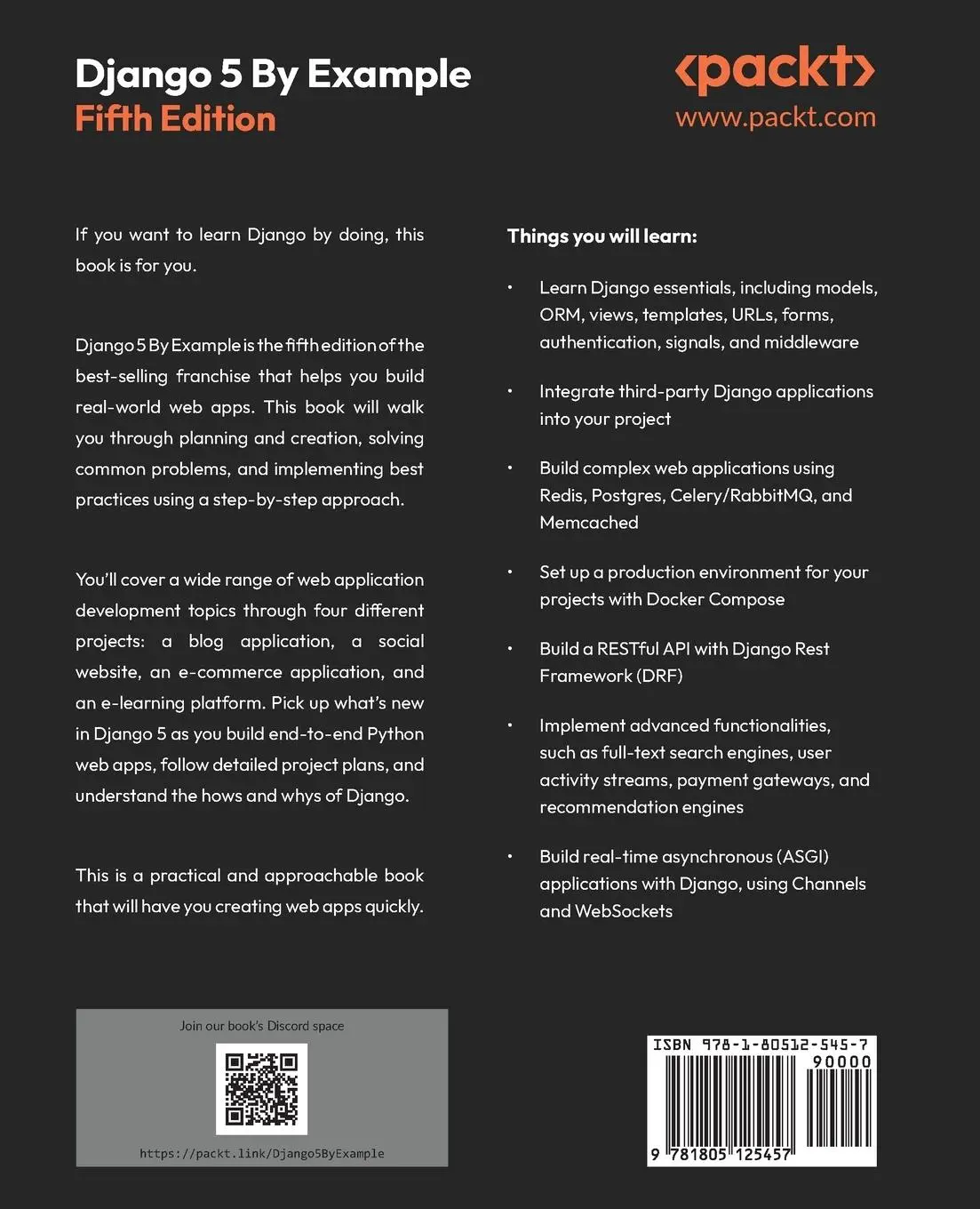 Rückseite: 9781805125457 | Django 5 By Example - Fifth Edition | Antonio Melé | Taschenbuch