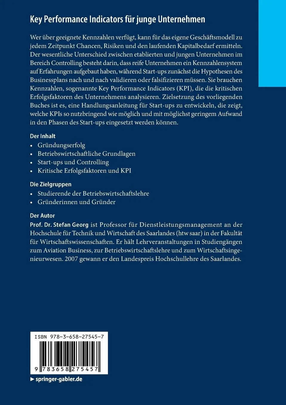 Rückseite: 9783658275457 | Key Performance Indicators für junge Unternehmen | Stefan Georg | Buch