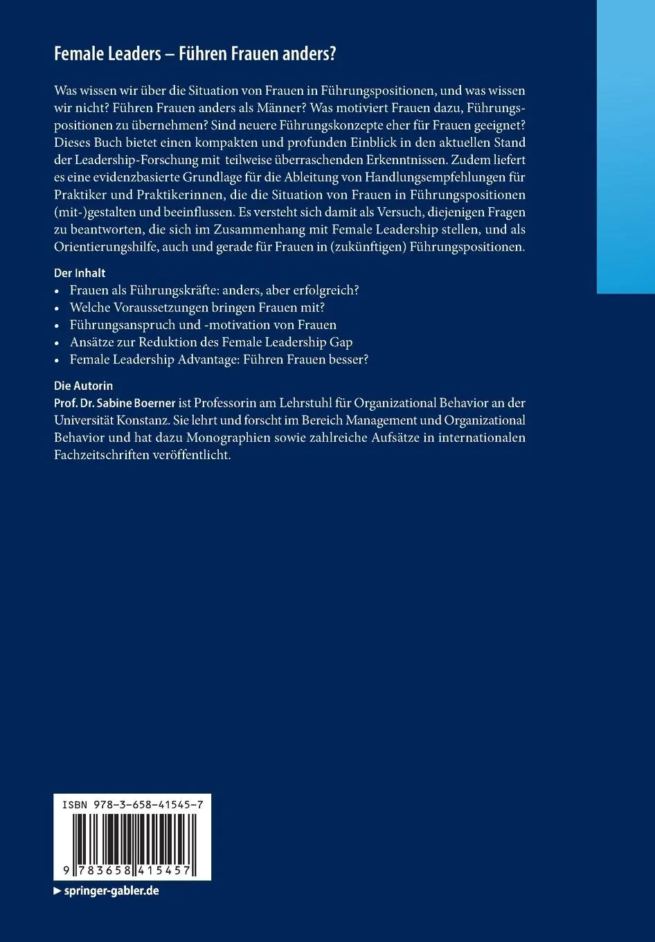 Rückseite: 9783658415457 | Female Leaders - Führen Frauen anders? | Sabine Boerner | Taschenbuch
