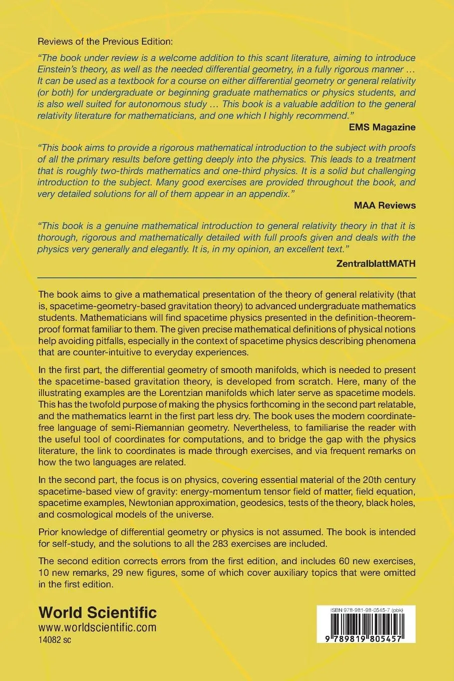 Rückseite: 9789819805457 | MATH INTRO GEN RELATIV (2ND ED) | Amol Sasane | Taschenbuch | Englisch