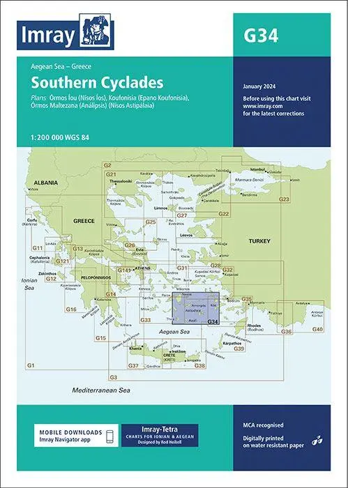 Cover: 9781786795557 | G34 Southern Cyclades (East Sheet) | Imray G Series | (Land-)Karte
