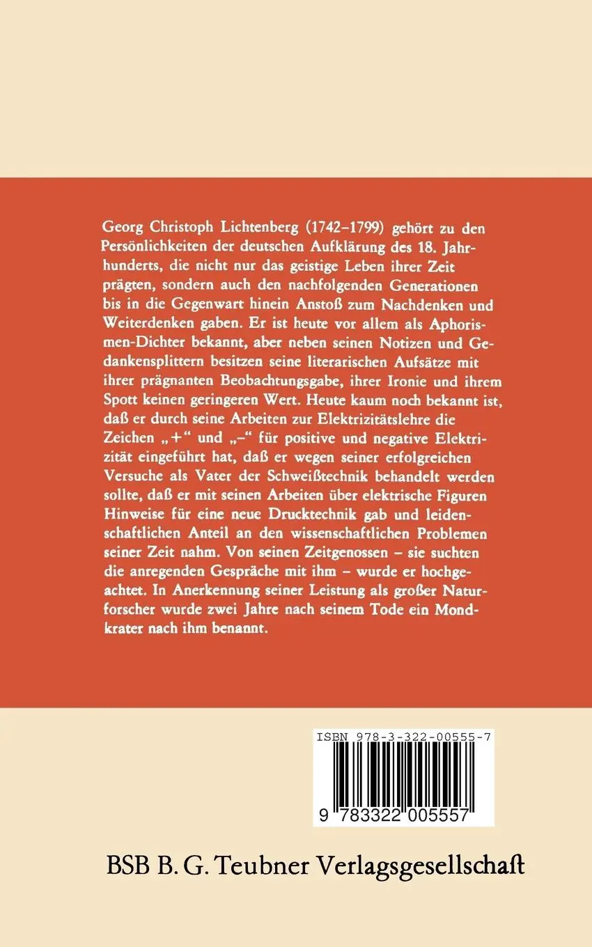 Rückseite: 9783322005557 | Georg Christoph Lichtenberg | Dorothea Goetz | Taschenbuch | 108 S.