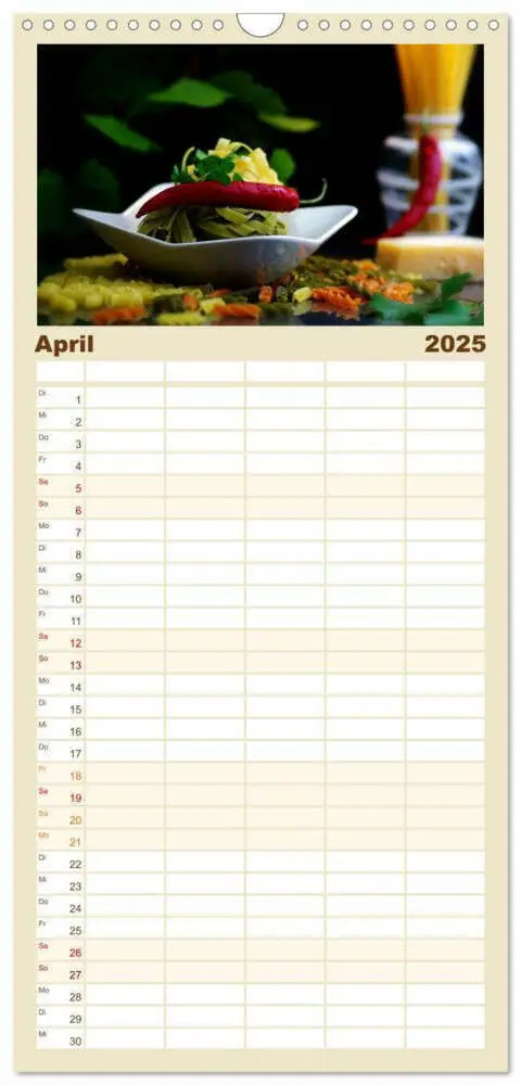 Bild: 9783457125557 | Familienplaner 2025 - Pasta Kreationen mit 5 Spalten (Wandkalender,...
