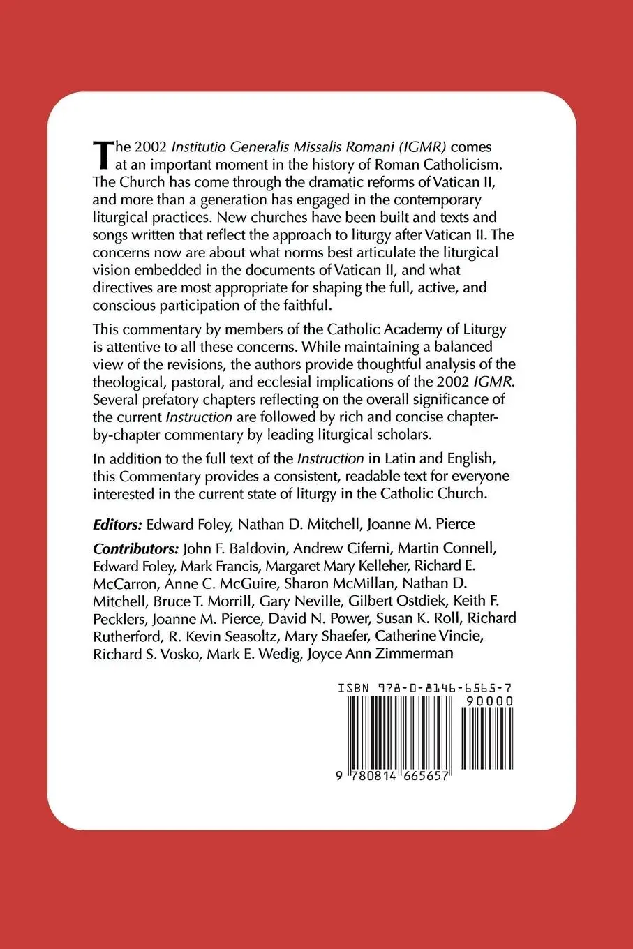 Rückseite: 9780814665657 | A Commentary on the General Instruction of the Roman Missal | Buch