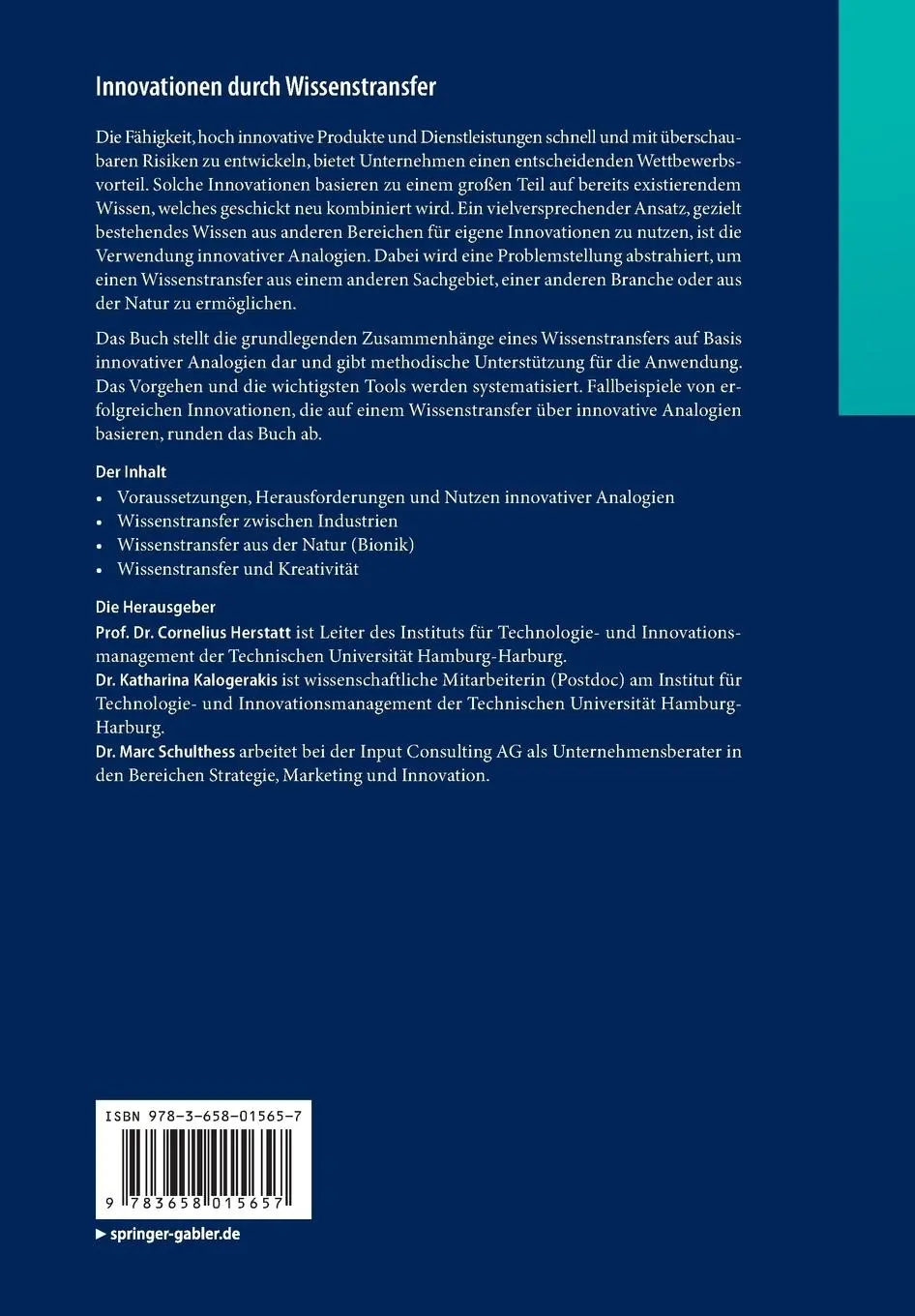 Rückseite: 9783658015657 | Innovationen durch Wissenstransfer | Cornelius Herstatt (u. a.) | Buch