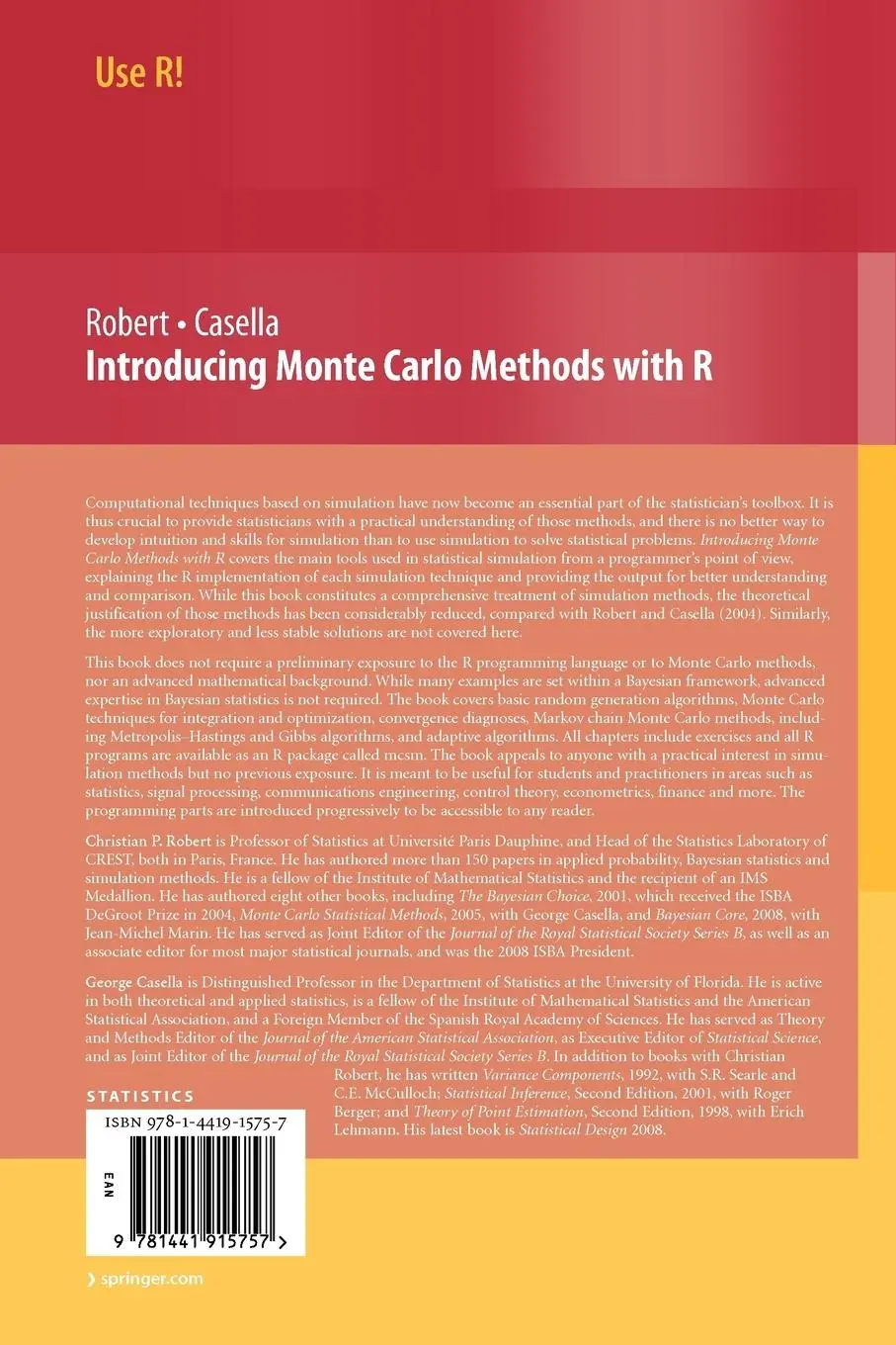 Rückseite: 9781441915757 | Introducing Monte Carlo Methods with R | Christian Robert (u. a.) | xx