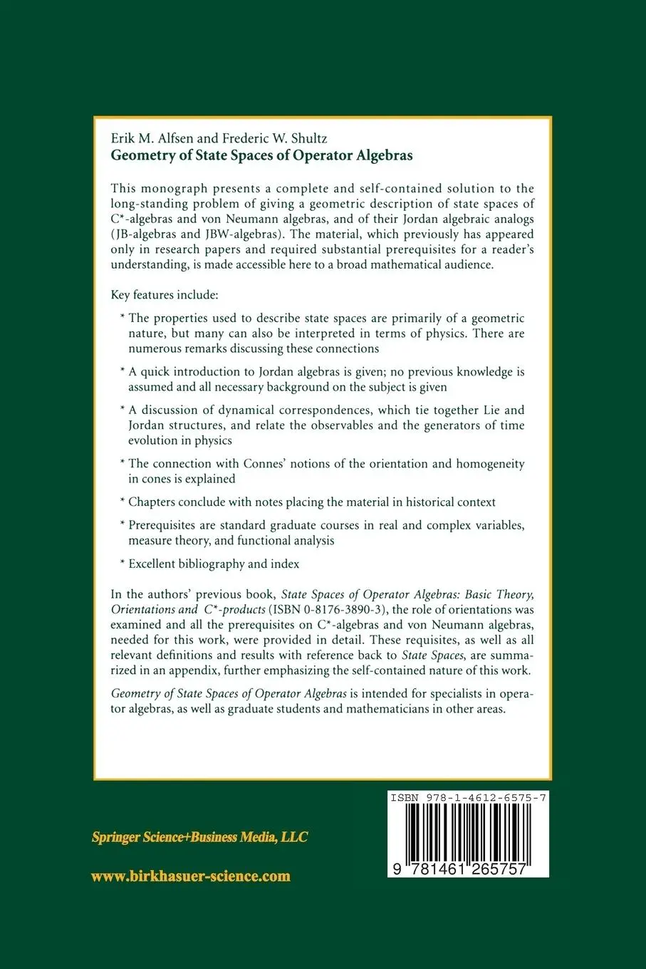 Rückseite: 9781461265757 | Geometry of State Spaces of Operator Algebras | Shultz (u. a.) | Buch