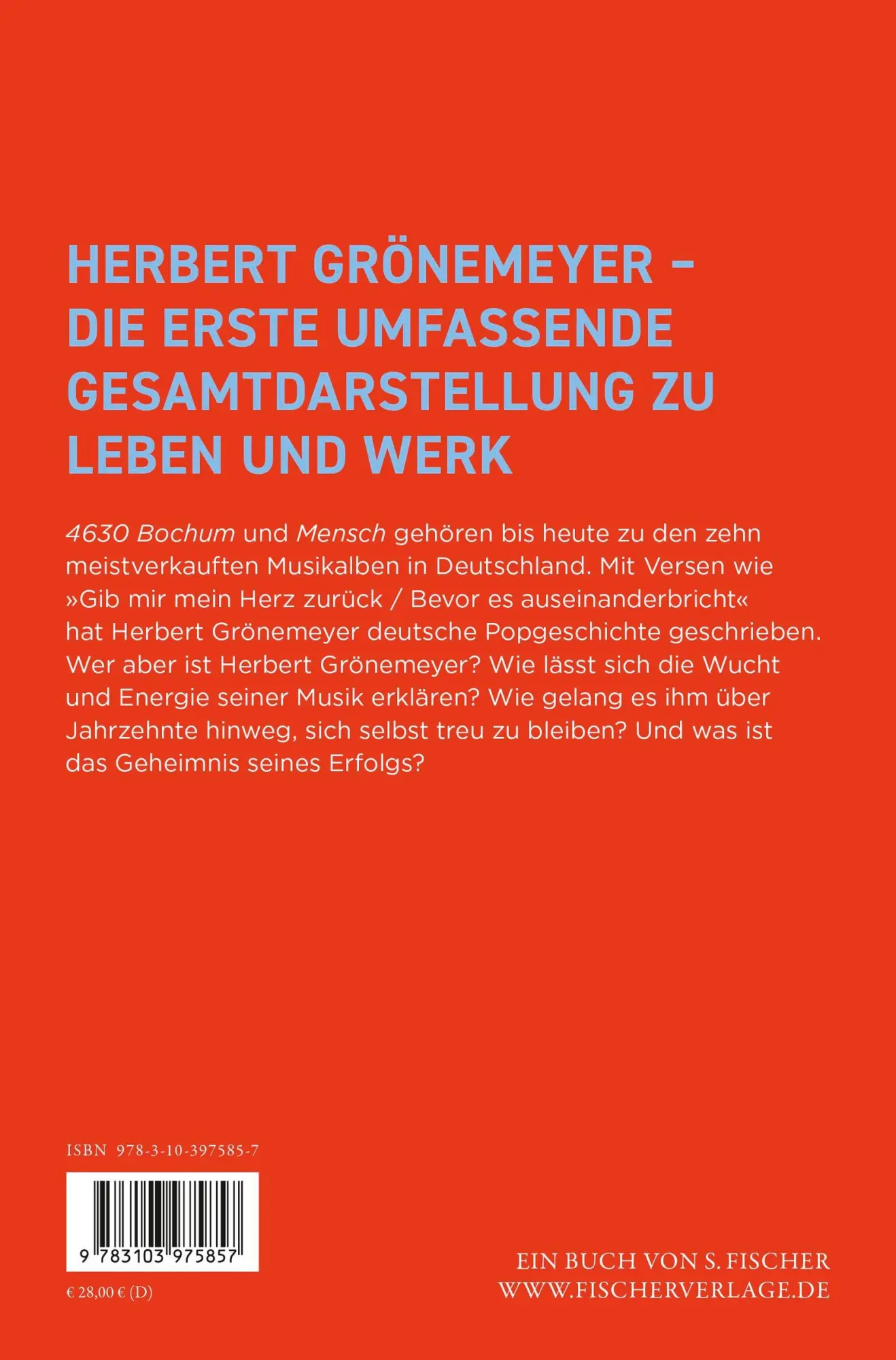 Rückseite: 9783103975857 | Grönemeyer | Michael Lentz | Buch | 384 S. | Deutsch | 2024