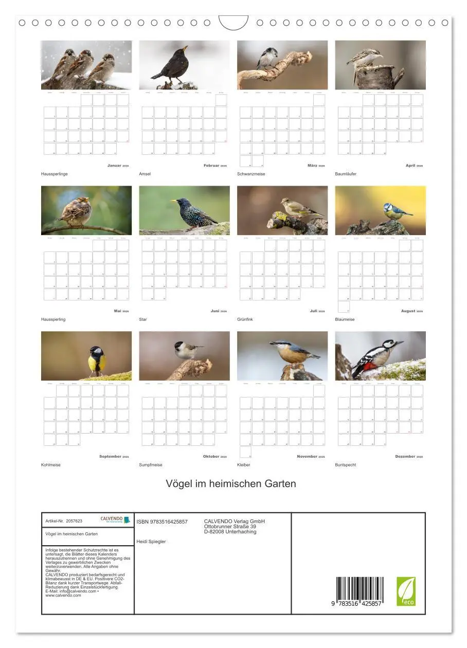 Bild: 9783516425857 | Vögel im heimischen Garten (Wandkalender 2026 DIN A3 hoch),...