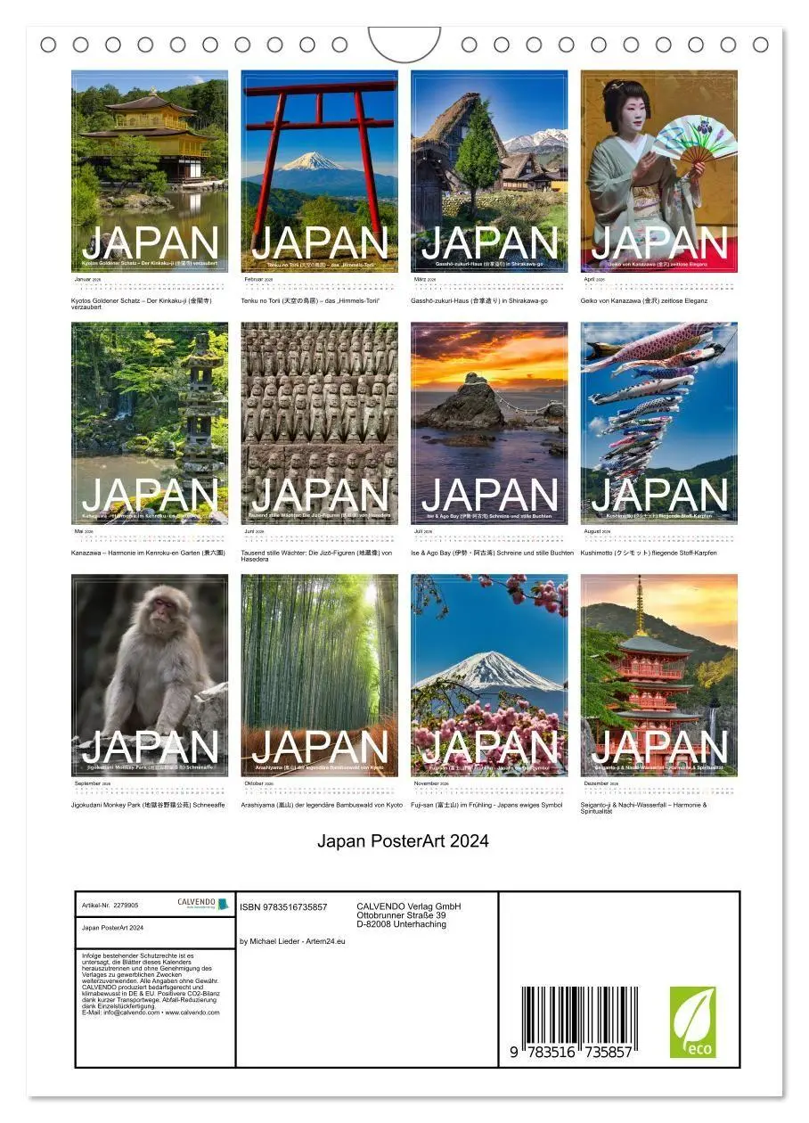Bild: 9783516735857 | Japan PosterArt 2024 (Wandkalender 2026 DIN A4 hoch), CALVENDO...