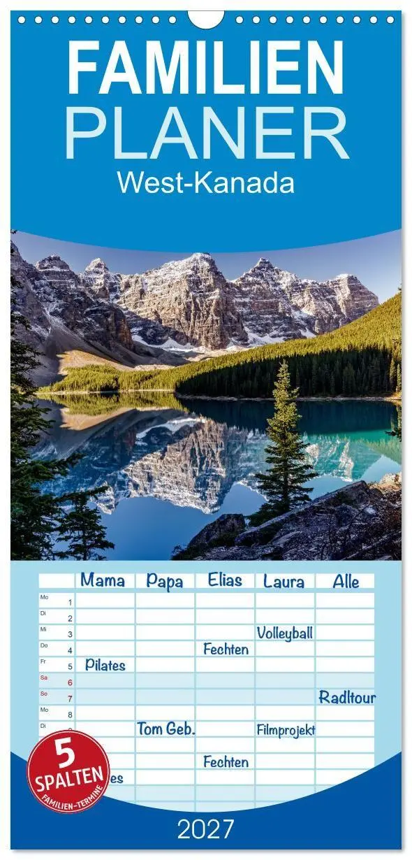 Cover: 9783594335857 | Familienplaner 2027 - West-Kanada mit 5 Spalten (Wandkalender, 21 x...