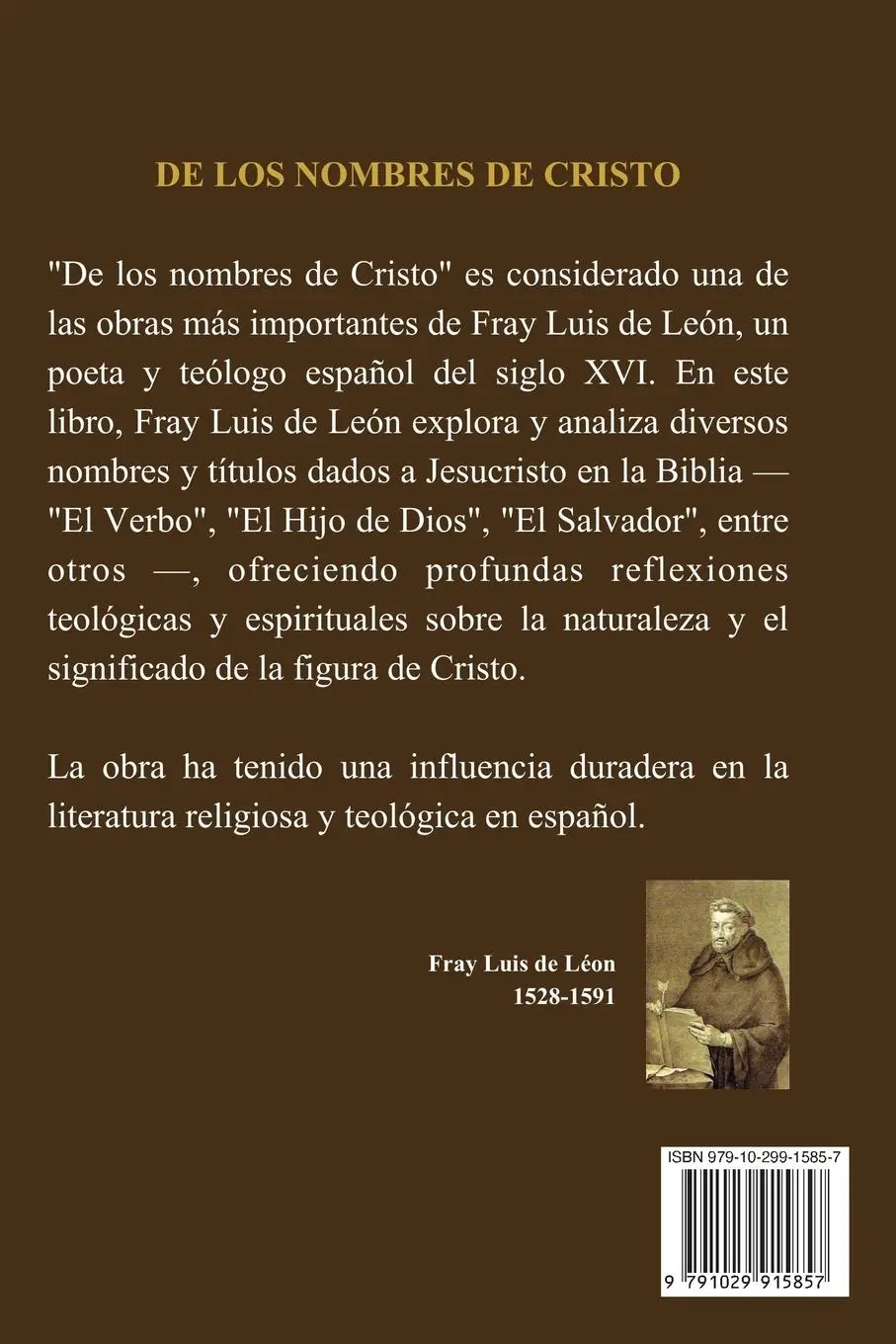 Rückseite: 9791029915857 | De los nombres de Cristo | Fray Luis de Léon | Taschenbuch | Spanisch
