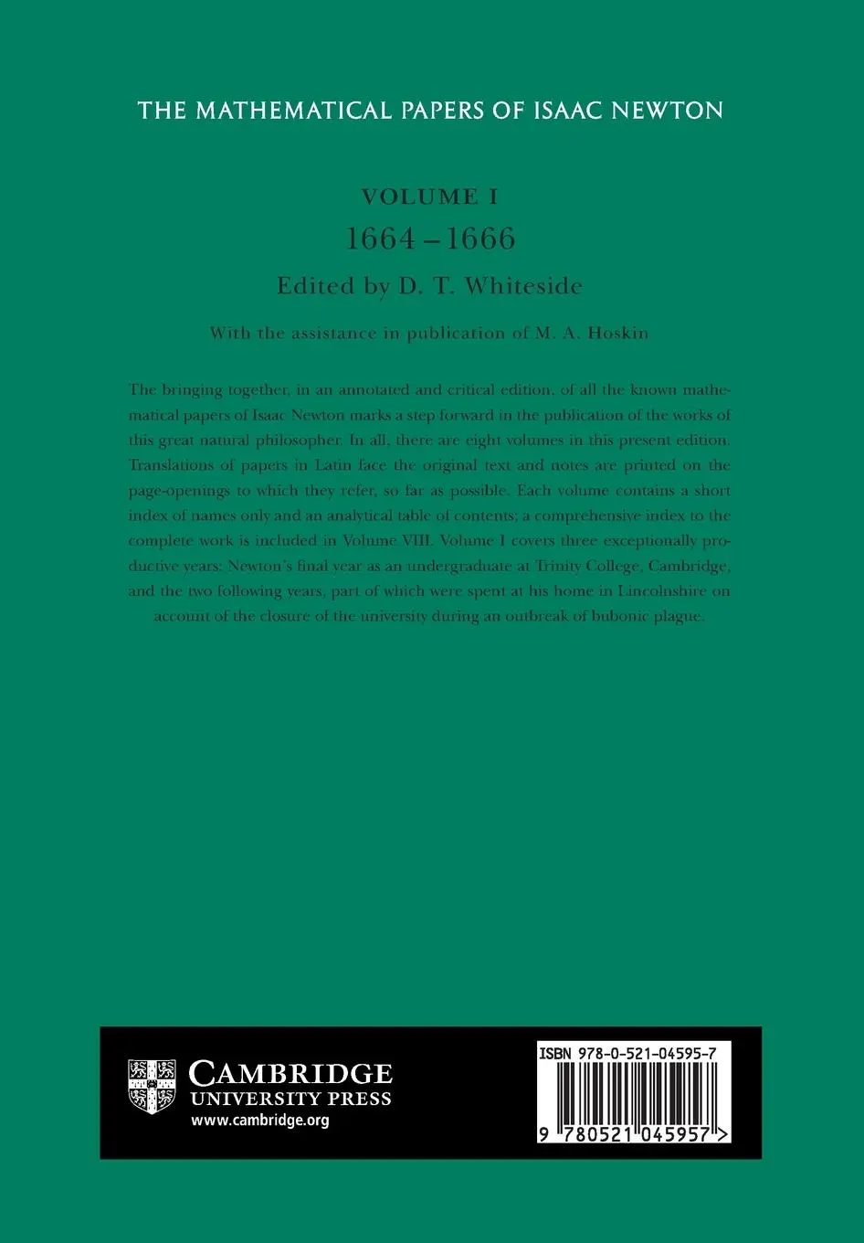 Rückseite: 9780521045957 | The Mathematical Papers of Isaac Newton | Volume 1 | Isaac Newton