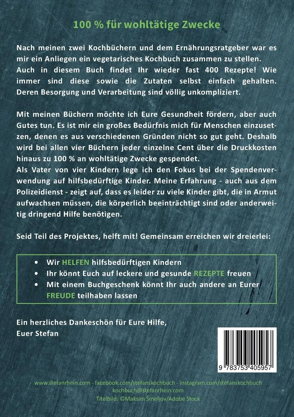Rückseite: 9783753405957 | Stefans vegetarisches Kochbuch | Stefan Rhein | Taschenbuch | 310 S.