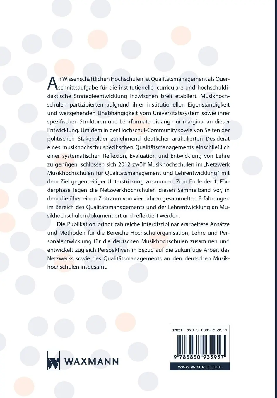 Rückseite: 9783830935957 | Qualitätsmanagement und Lehrentwicklung an Musikhochschulen Quality...