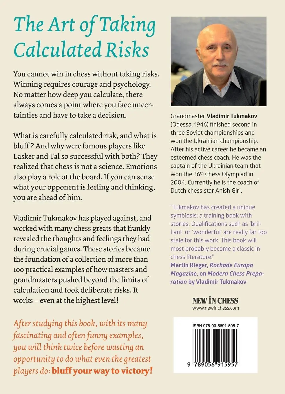 Rückseite: 9789056915957 | Risk &amp; Bluff in Chess | The Art of Taking Calculated Risks | Tukmakov