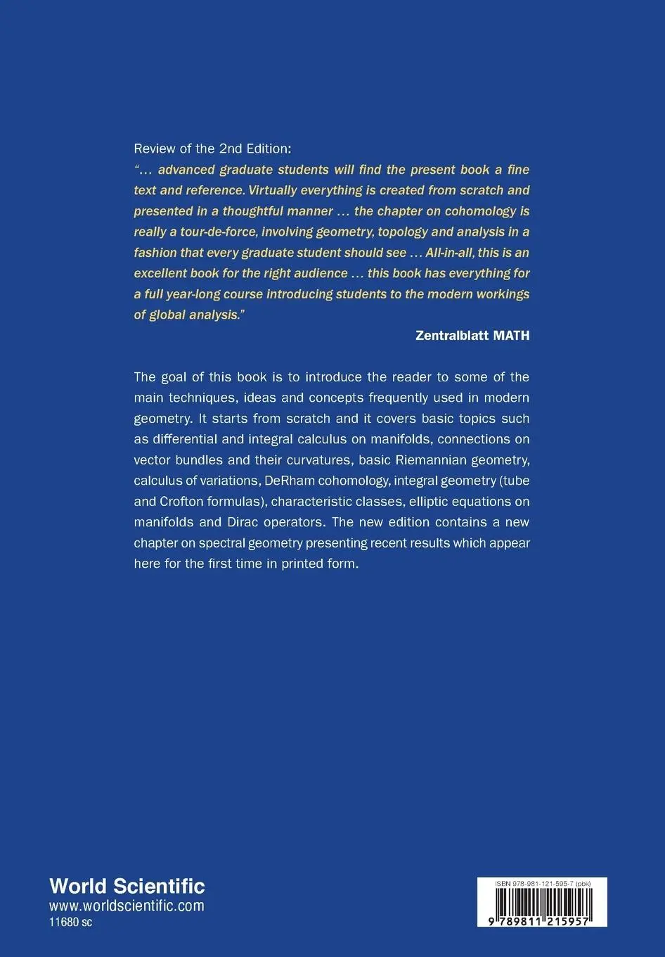Rückseite: 9789811215957 | LECT GEOMETRY MANIFOLD (3RD ED) | Liviu I Nicolaescu | Taschenbuch