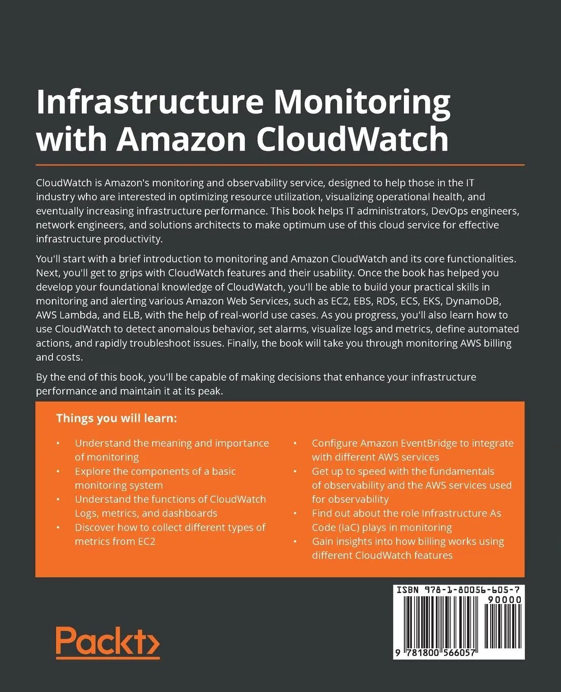 Rückseite: 9781800566057 | Infrastructure Monitoring with Amazon CloudWatch | Ewere Diagboya