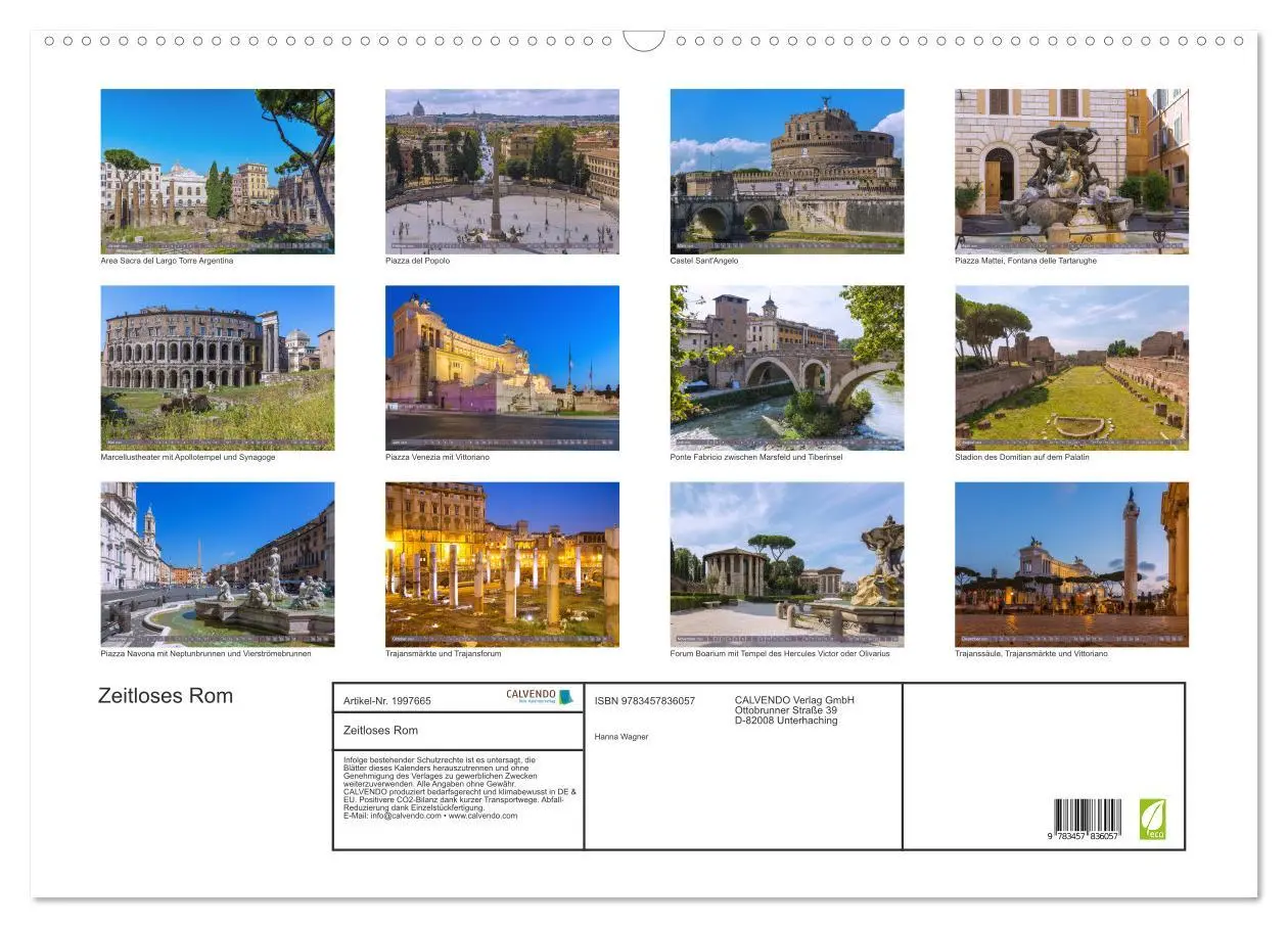 Bild: 9783457836057 | Zeitloses Rom (Wandkalender 2026 DIN A2 quer), CALVENDO Monatskalender