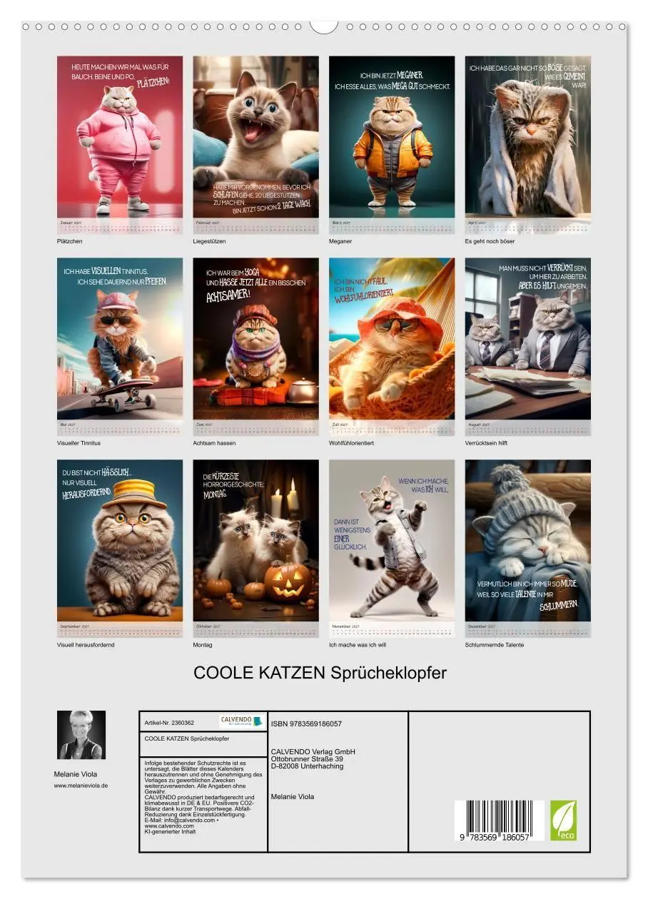 Bild: 9783569186057 | COOLE KATZEN Sprücheklopfer (hochwertiger Premium Wandkalender 2027...
