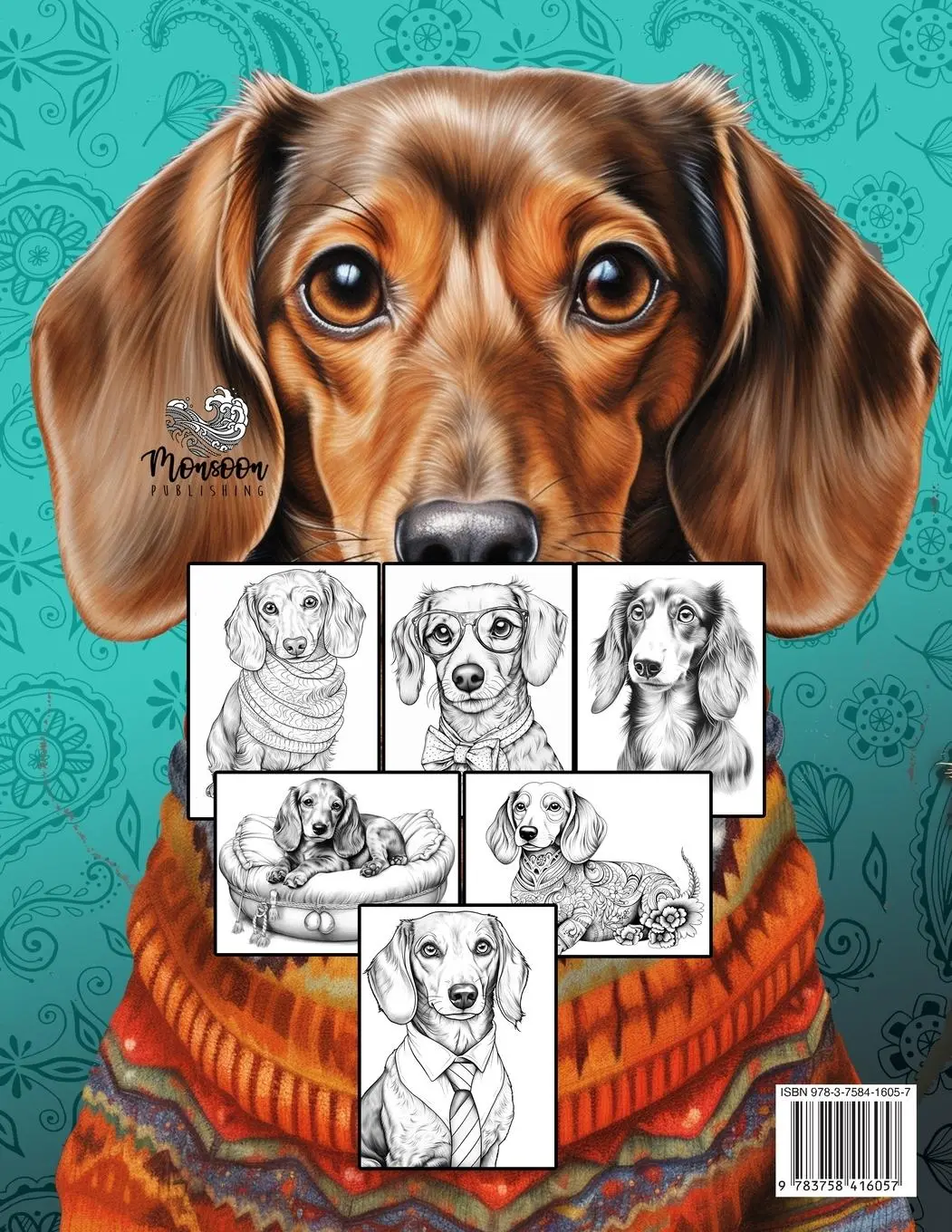 Rückseite: 9783758416057 | Dachshund Coloring Book for Adults | Monsoon Publishing | Taschenbuch