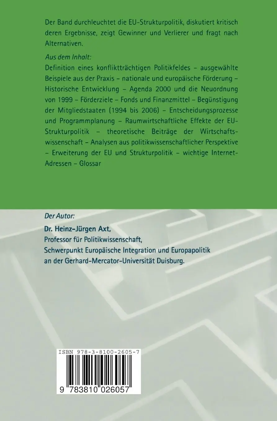 Rückseite: 9783810026057 | EU-Strukturpolitik | Heinz-Jürgen Axt | Taschenbuch | Analysen | 2000