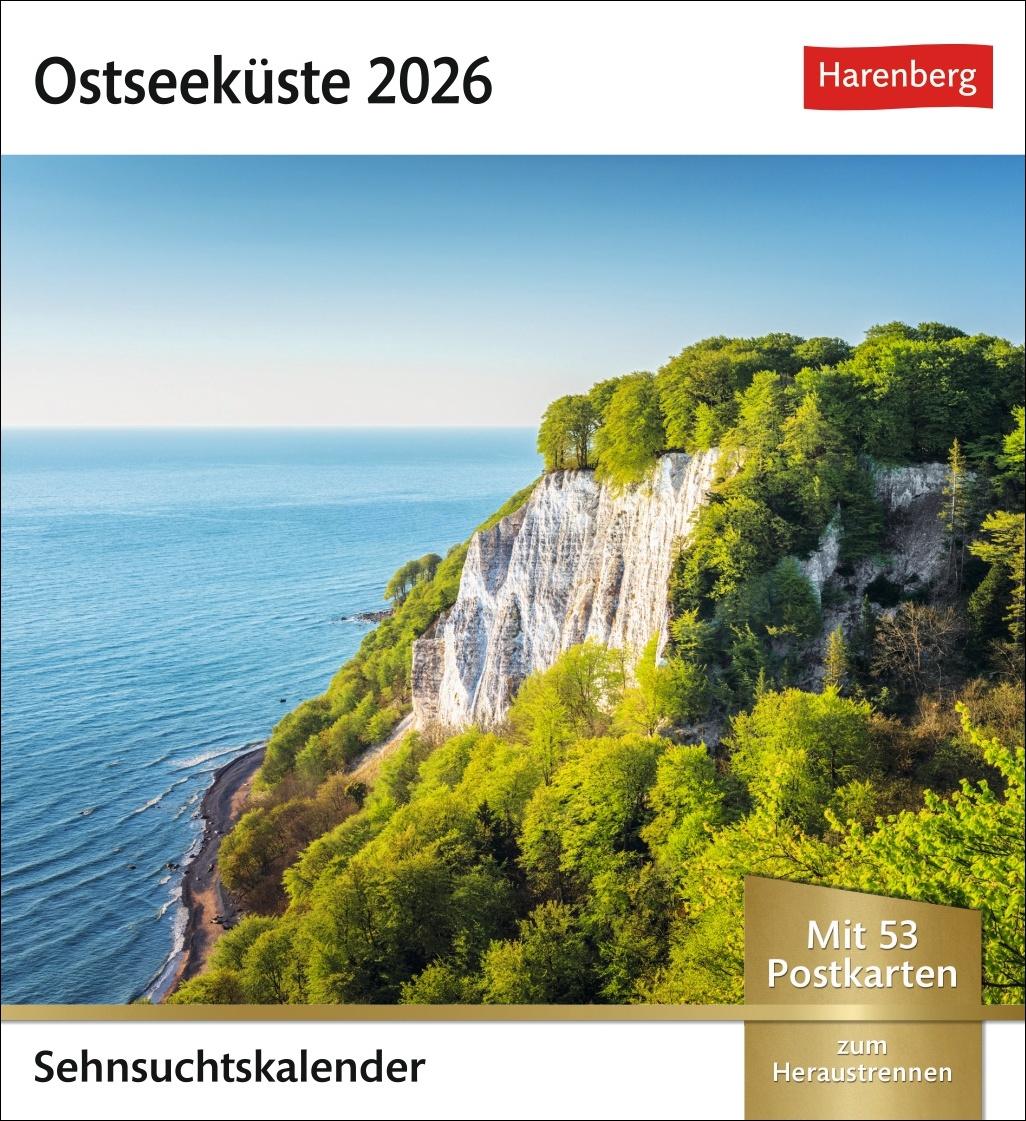 Cover: 9783840036057 | Ostseeküste Sehnsuchtskalender 2026 - Wochenkalender mit 53 Postkarten