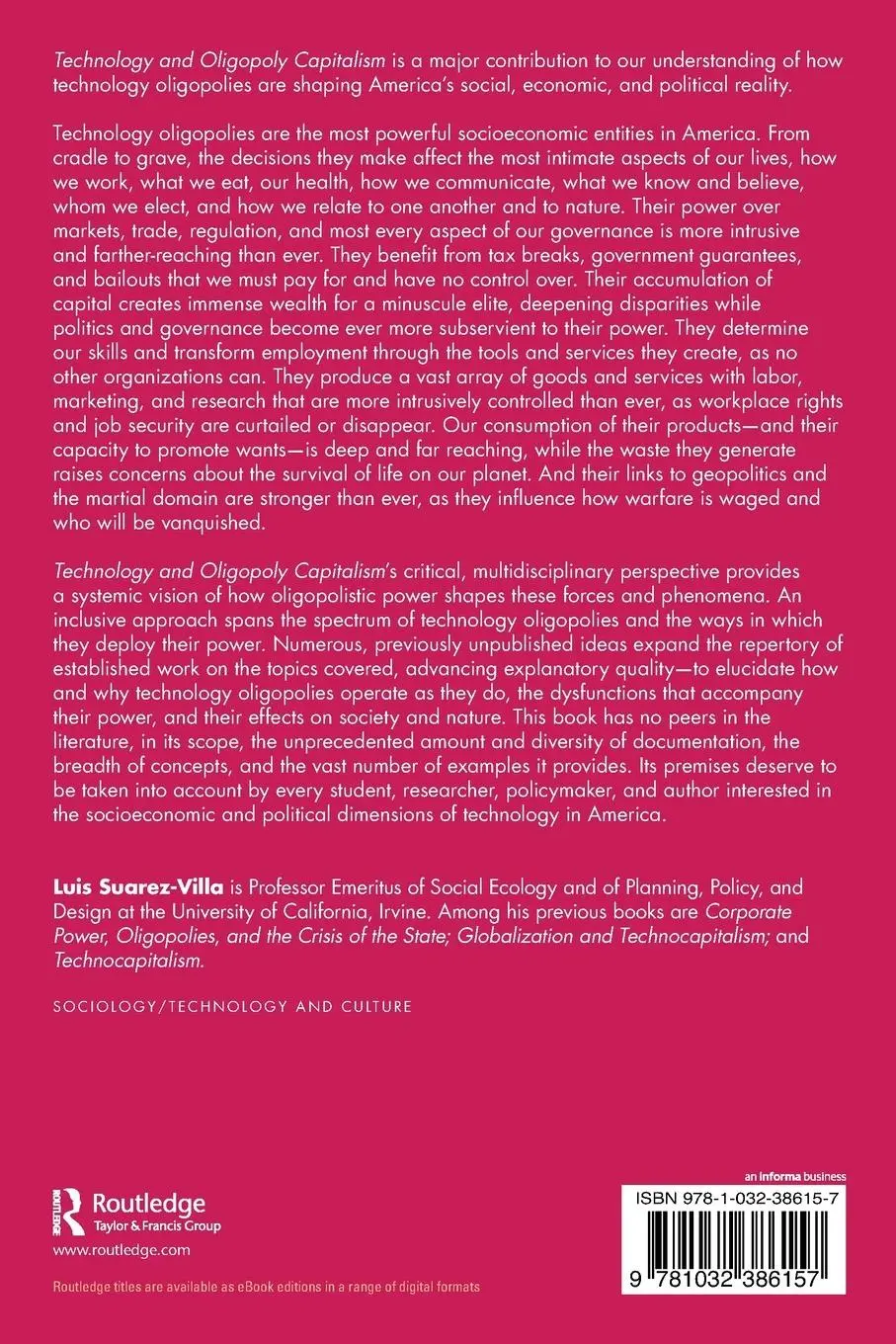 Rückseite: 9781032386157 | Technology and Oligopoly Capitalism | Luis Suarez-Villa | Taschenbuch